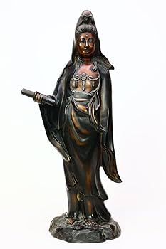 高村光雲作青銅製 観音像 蓮の花を持つ彫刻 AL7 高村光雲 原型 観音菩薩 仏像 青銅色 ブロンズ - メルカリ